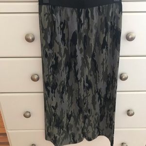 Rubbed Camo Midi Skirt